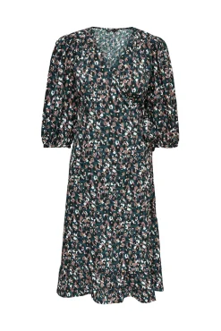 Only Vestido Cruzado Midi Navy Clearance