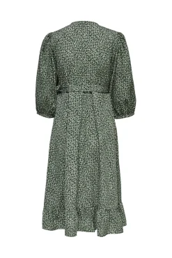 Only Vestido Cruzado Midi Verde Hot