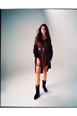 Slowlove Vestido Cuadros Marron Online