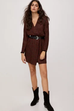 Slowlove Vestido Cuadros Marron Online