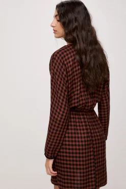 Slowlove Vestido Cuadros Marron Online