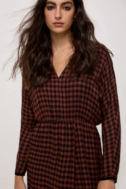 Slowlove Vestido Cuadros Marron Online