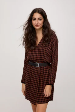 Slowlove Vestido Cuadros Marron Online