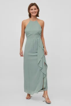 Vila Vestido Cuello Halter Verde Hot