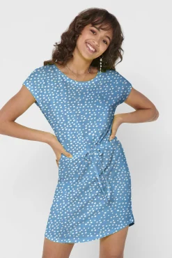 Only Vestido De Corte Holgado Azul Medio Discount