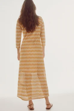 Slowlove Vestido De Encaje De Punto Estampado Amarillo Online