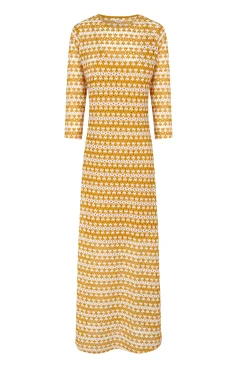 Slowlove Vestido De Encaje De Punto Estampado Amarillo Online