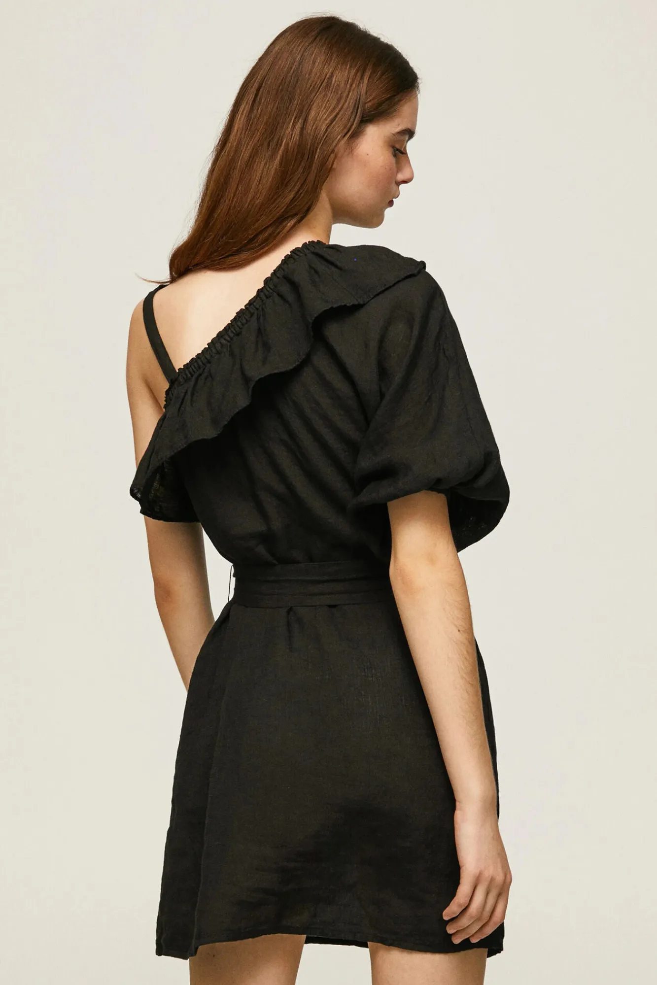 Pepe Jeans Vestido De Lino Asimetrico. Negro Hot