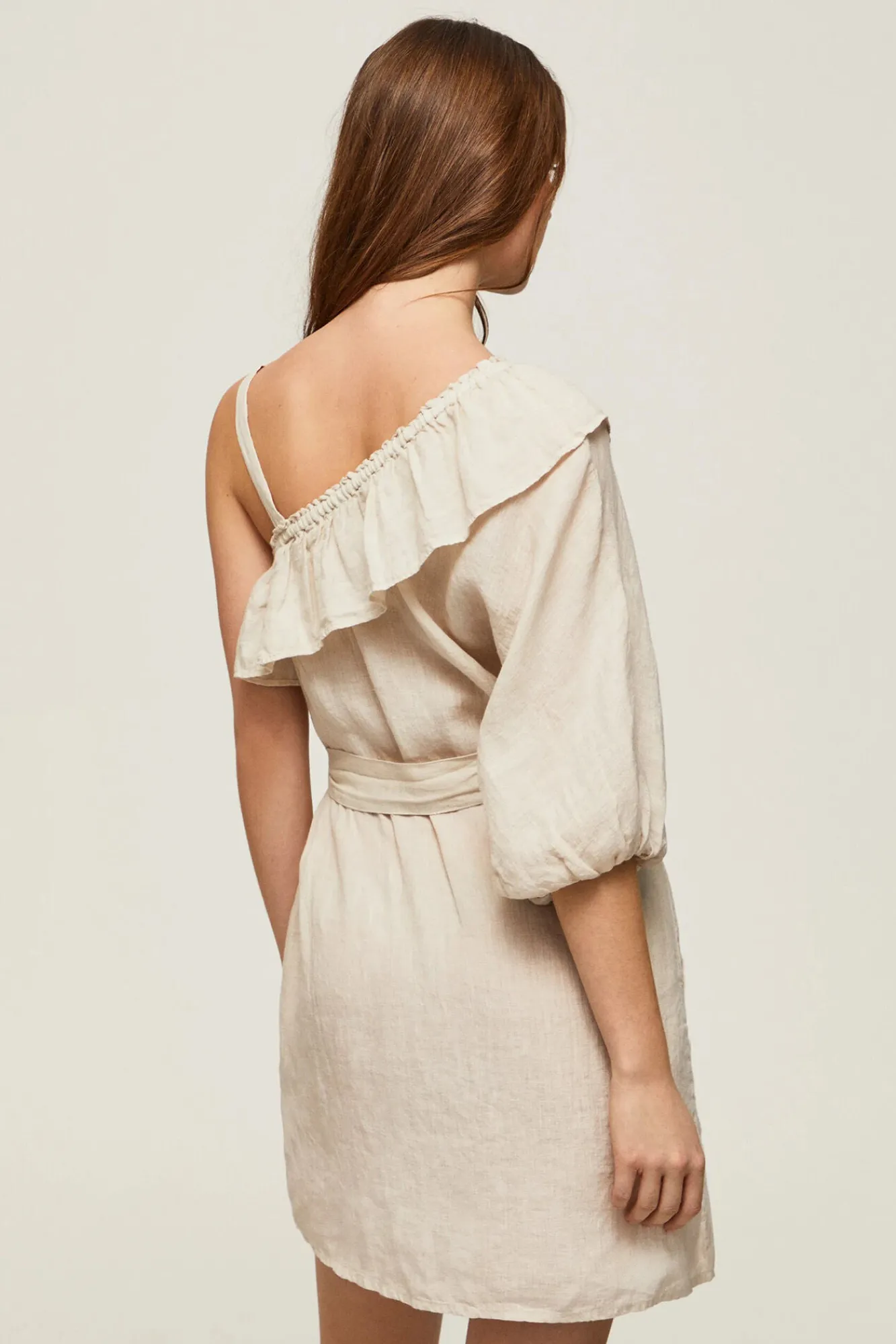 Pepe Jeans Vestido De Lino Asimetrico. Beige Clearance