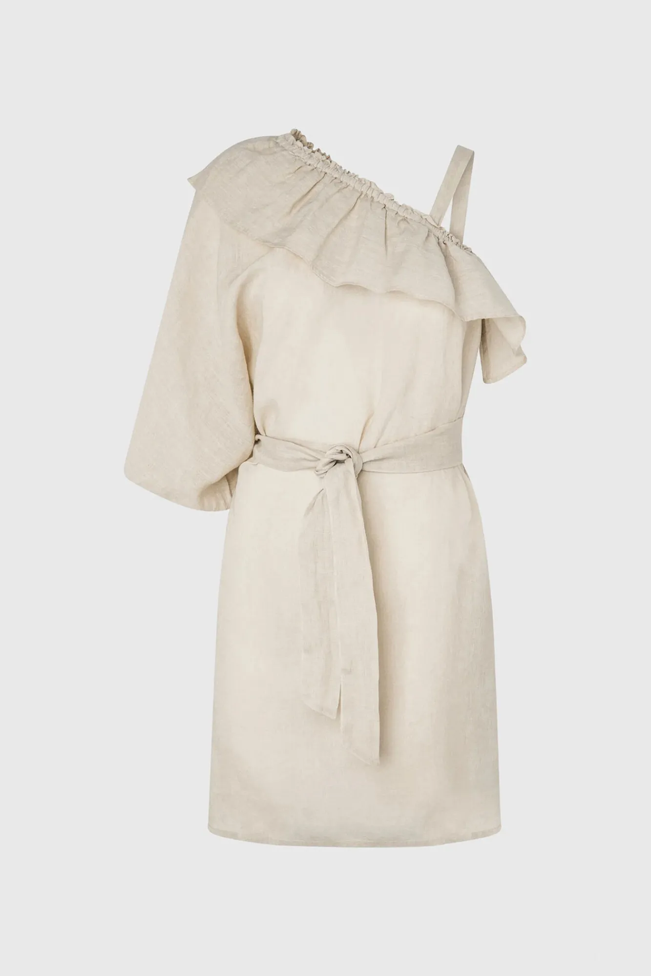 Pepe Jeans Vestido De Lino Asimetrico. Beige Clearance