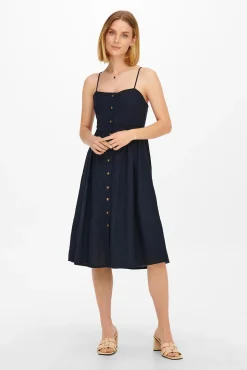 JDY Vestido De Lino Midi Gris Oscuro Clearance