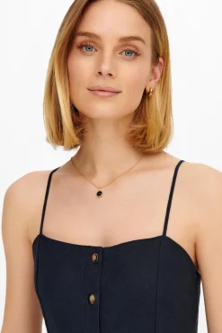 JDY Vestido De Lino Midi Gris Oscuro Clearance