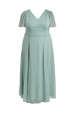 Evoked by Vila Vestido De Manga Mariposa Verde New