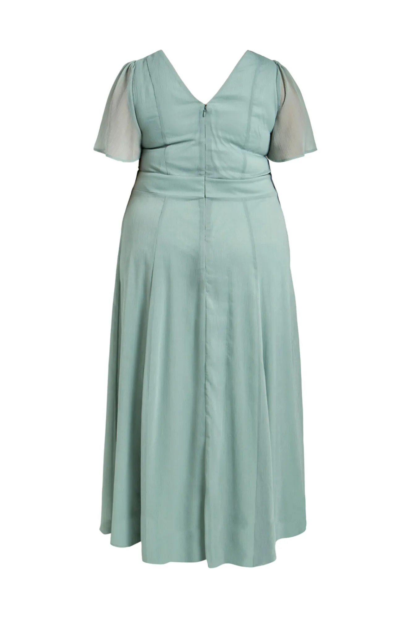 Evoked by Vila Vestido De Manga Mariposa Verde New