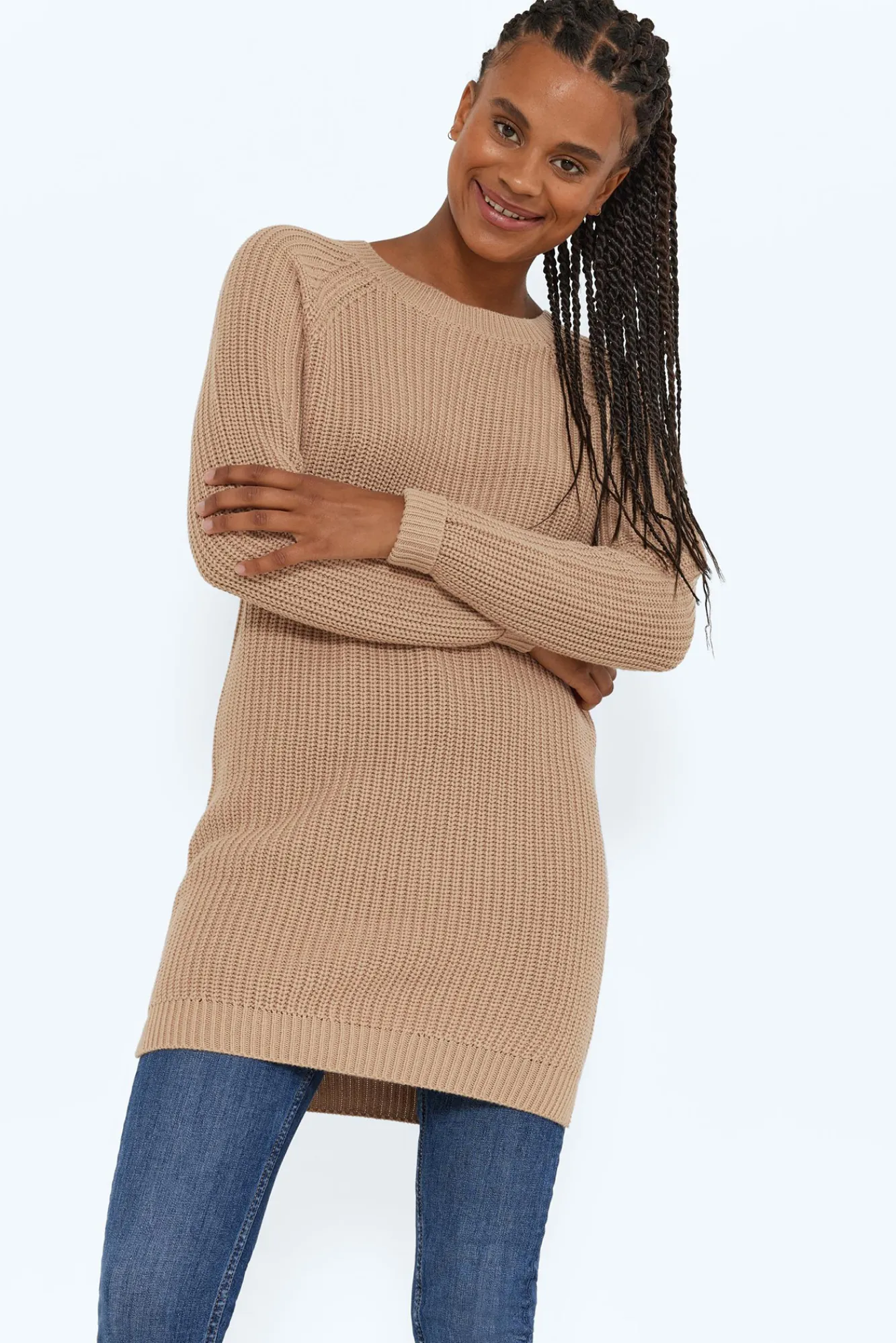 Noisy May Vestido De Punto Marron Medio New