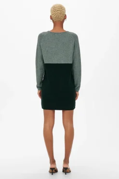 Only Vestido De Punto Color Block Verde New