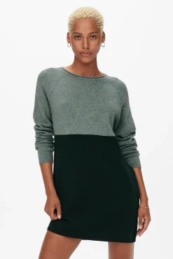 Only Vestido De Punto Color Block Verde New