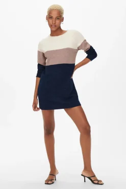 Only Vestido De Punto Color Block Blanco