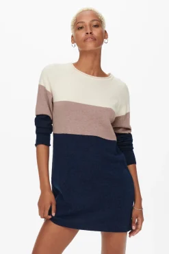 Only Vestido De Punto Color Block Blanco
