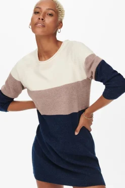 Only Vestido De Punto Color Block Blanco