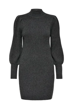 Only Vestido De Punto Con Cuello Subido Gris Medio Online
