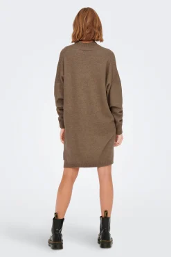 Only Vestido De Punto Cuello Perkins Tostado Clearance