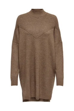 Only Vestido De Punto Cuello Perkins Tostado Clearance
