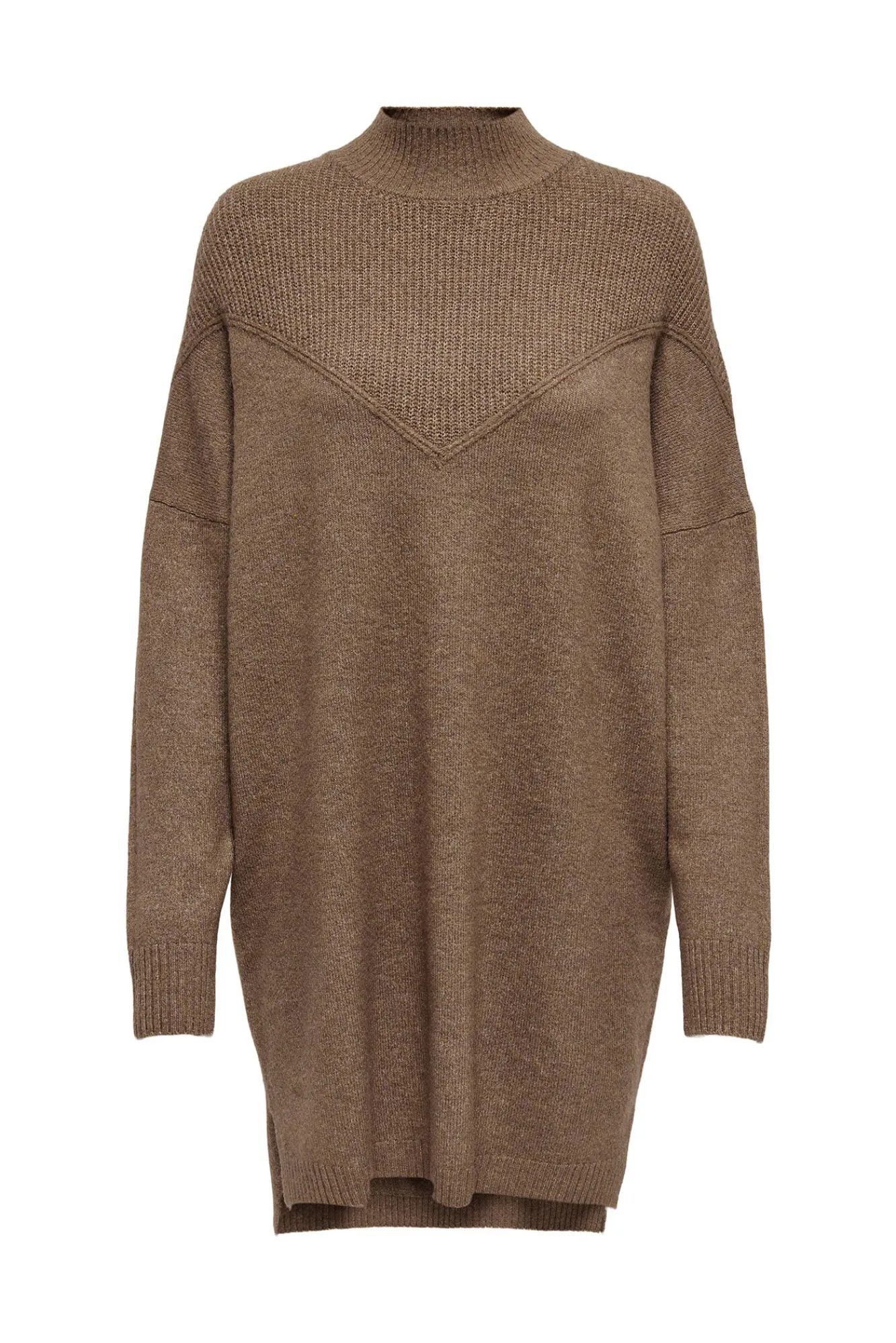 Only Vestido De Punto Cuello Perkins Tostado Clearance