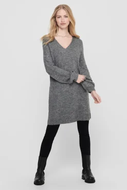 JDY Vestido De Punto Cuello Pico Gris Medio Sale