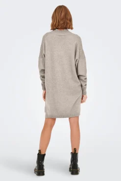 Only Vestido De Punto Cuello Perkins Beige Medio