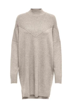 Only Vestido De Punto Cuello Perkins Beige Medio