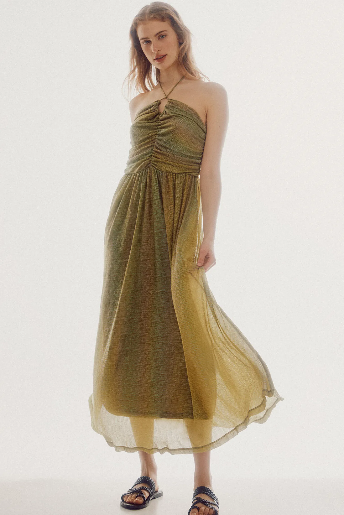 Slowlove Vestido De Punto Halter Turquesa Discount