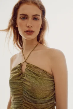 Slowlove Vestido De Punto Halter Turquesa Discount