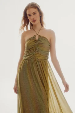 Slowlove Vestido De Punto Halter Turquesa Discount