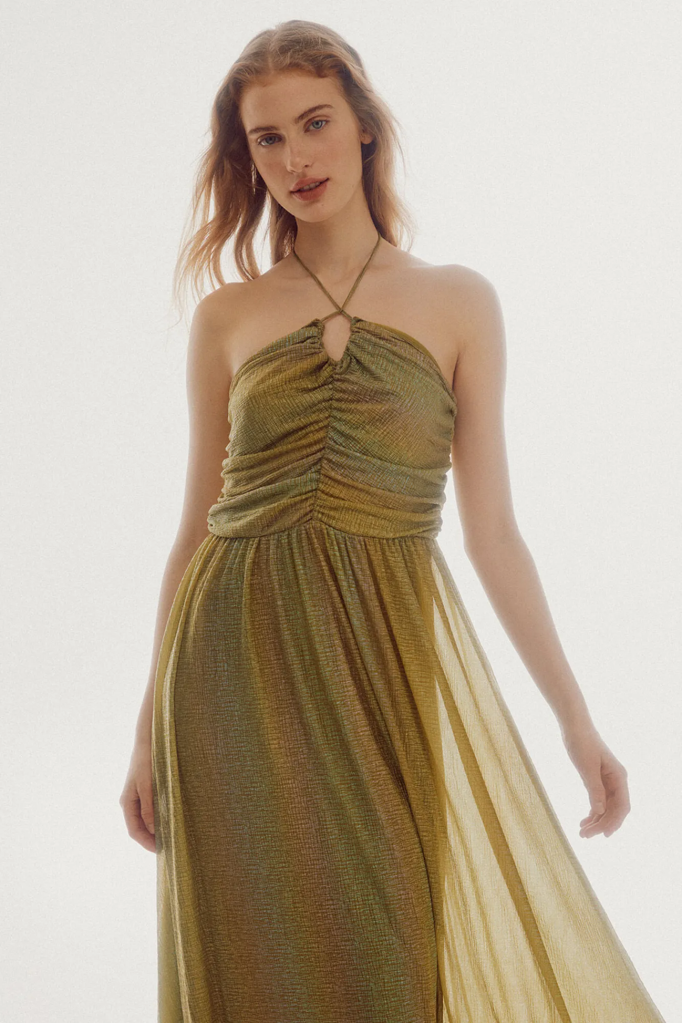 Slowlove Vestido De Punto Halter Turquesa Discount