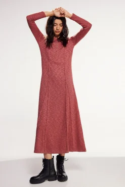 Slowlove Vestido De Punto Largo. Naranja Hot
