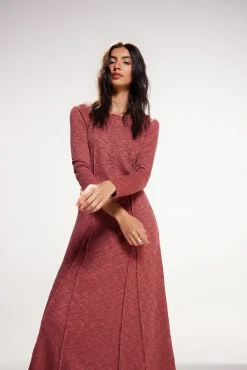 Slowlove Vestido De Punto Largo. Naranja Hot