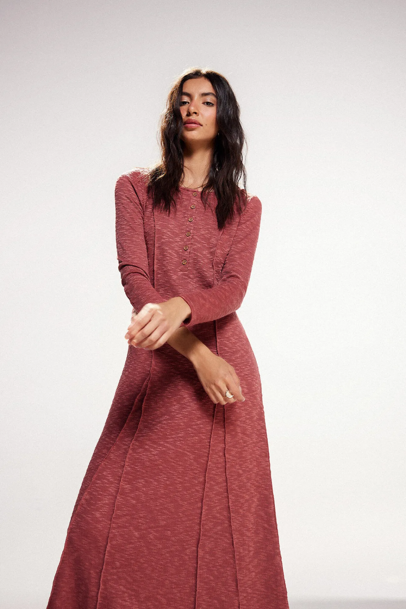 Slowlove Vestido De Punto Largo. Naranja Hot