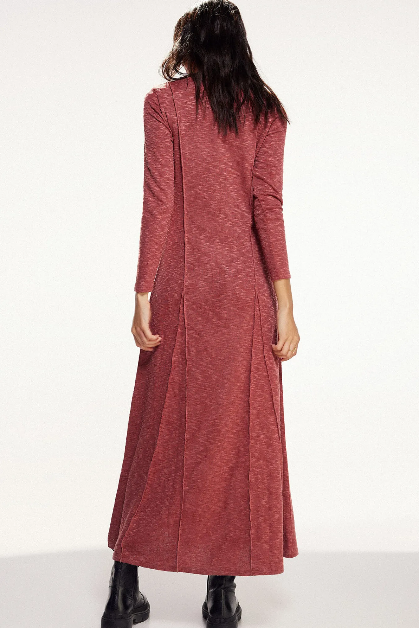 Slowlove Vestido De Punto Largo. Naranja Hot