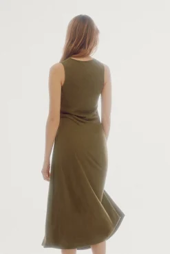 Slowlove Vestido De Punto Midi Kaki Clearance