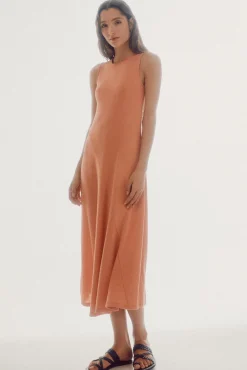 Slowlove Vestido De Punto Midi Naranja New