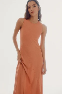 Slowlove Vestido De Punto Midi Naranja New