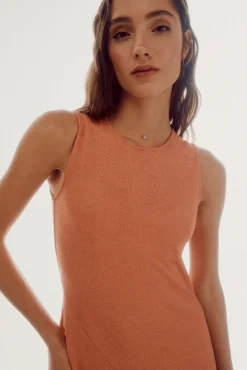 Slowlove Vestido De Punto Midi Naranja New
