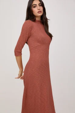 Slowlove Vestido De Punto Midi Naranja New