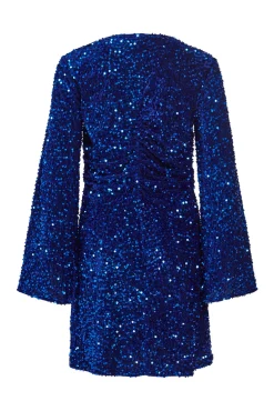 Vila Vestido De Terciopelo Con Lentejuelas Azul Marino Hot
