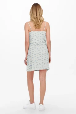 Only Vestido De Tirantes Con Lino Blanco Sale