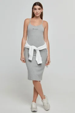 Champion Vestido De Tirantes Con Logotipo Pequeno Gris Medio Clearance