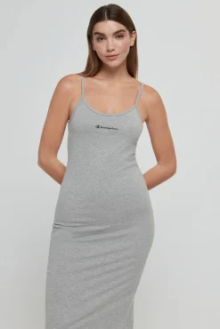 Champion Vestido De Tirantes Con Logotipo Pequeno Gris Medio Clearance