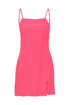 Only Vestido De Tirantes Con Lino Rosa