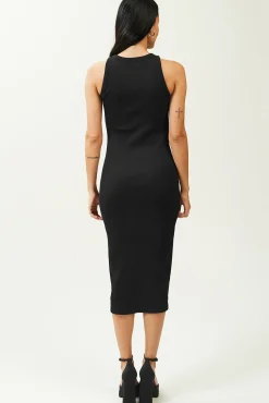 Pimkie Vestido De Tirantes De Punto Acanalado Negro New